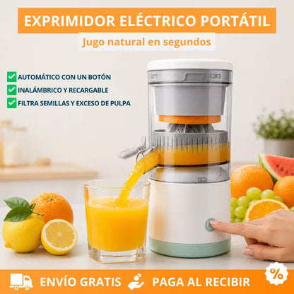 Exprimidor Eléctrico Portátil Recargable - Prepara jugo fresco con solo presionar un botón
