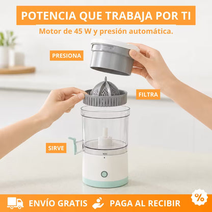 Exprimidor Eléctrico Portátil Recargable - Prepara jugo fresco con solo presionar un botón